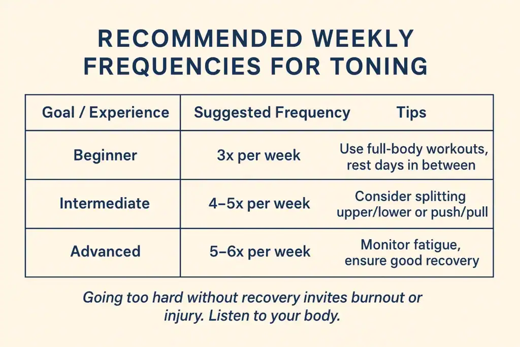 Achieving the Perfect Tone: How Often Should You Exercise for Results? 2 Graphic to show how often you should do exercise to help with toning Peterborough
