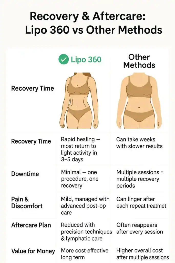 Recovery and Aftercare for Fat-Dissolving Surgery 2 Table to show fat dissolving injection aftercare Peterborough